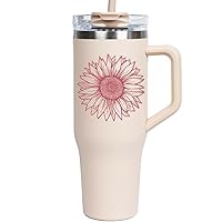 KLUBI Sunflower Gifts for Women – Large 40oz Tumbler with Handle and Straw Pink Tumbler Cups Sunflower Cup, Gifts for Sunflower Lovers, Sunflower Water Bottle, Mothers Day Gifts for Mom From Daughter