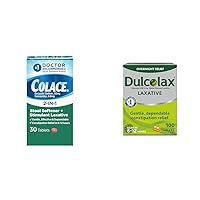 Colace 2-in-1 Stool Softener & Stimulant Laxative Tablets, Gentle Constipation Relief in 6-12 Hours & Dulcolax Stimulant Laxative Tablets (100 Count) Gentle Overnight Constipation Relief