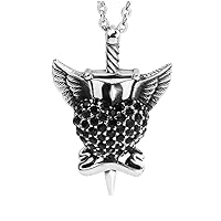 Stainless Steel Sweater Chain Fashion Diamonds Sword Love Heart Wings Titanium Steel Pendant
