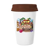 Prado Seafood Spain Graffiti Mug Coffee Drinking Glass Pottery Ceramic Cup Lid