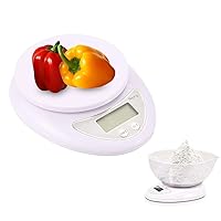Meichoon Digital Kitchen Scale Portable Gram Scale for Home 11lb/5kg (1g) Ultra Slim with Removable Bowl Weigh Snacks Liquids Foods for Diet Weight Loss &Nutrition Control C12