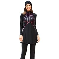 Full Cover Islamic Beach Suits Plus Size Muslim Swimwear Women Burkini Swimsuit Lady Three-Piece Modest Long Sleeves