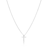 Sterling Silver Faith Rounded Communion Cross Adjustable Necklace for Girls. Ideal for Baptism, Quinceañera, Flower Girls and First Communion Gifts