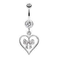 Glam Bow-Tie in Heart WildKlass Belly Button Ring