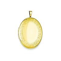 1/20 Gold Filled 20mm Greek Key Border Oval Locket Necklace Chain Included