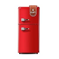 Retro Mini Fridge with Freezer,2-Door Compact Refrigerator with Adjustable Thermostat, Retro Small Fridge with Freezer Freezer 4 Cu.Ft. Retro Mini Refrigerator for Kitchen,Office,Dorm(Red)