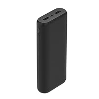 Belkin BoostCharge 3-Port Power Bank 20K PD 20W for iPhone 15, 15 Plus, 15 Pro, 15 Pro Max, 14, 14 Plus, 14 Pro, 14 Pro Max, 13, AirPods and More - Travel-Friendly w/ 12in USB-C to USB-C Cable - Black