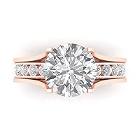 Clara Pucci 2.83 carat Round Shape Solitaire Moissanite Engagement Wedding Anniversary Bridal ring band set Sliding 14k Rose Gold