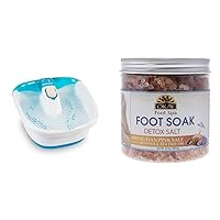 Homedics Bubble Mate Foot Spa with Pumice Stone and Okay 20oz Himalayan Pink Salt Foot Soak with Lavender and Tea Tree Oils