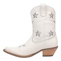 Dingo Womens Star Struck Tooled Inlay Snip Toe Casual Boots Ankle Mid Heel 2-3