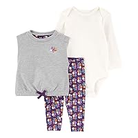 Carter's Baby Girls' 3 Piece Vest Little Jacket Set (Butterfly/Floral/Multi, 3 Months)