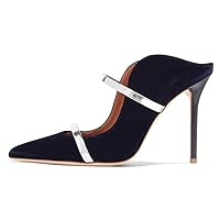FSJ Women Fashion Pointy Toe Mules Sandals High Heels Pumps Double Straps Slide Sandals Casual Summer Party Shoes Size 4-15 M US