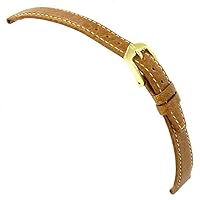 13mm Hirsch Camel Grain Tan Stitched Genuine Leather Watch Band Ladies