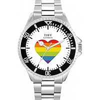 Pride Rainbow Heart Batons Mens Wrist Watch 42mm Case Custom Design