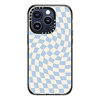 CASETiFY Impact Case for iPhone 15 Pro [4X Military Grade Drop Tested / 8.2ft Drop Protection] - Aesthetic Prints - Check II - Baby Blue Twist - Clear Black