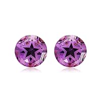 5.14-6.00 Cts of 9 mm AAA Round Texas Star Cut African Amethyst (2 pcs) Loose Gemstones