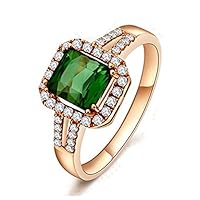 1.50 Carat cushion cut Emerald and Diamond Engagement Ring in Rose Gold