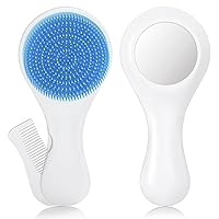 Silicone Hair Brush & Comb with Finest Bristles Mirror Baby Hair Brush Infant Body Massage Soothing Brush Travel Gear Baby Hair Comb Set for Baby Hair Comb and Brush Set Baby Hair Comb