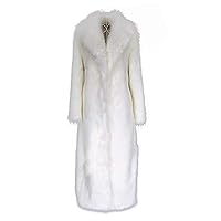 Women Warm Long Sleeve Parka Faux Fur Coat Lapel Full-Length Outwear Maxi Fluffy Faux Fur Overcoat