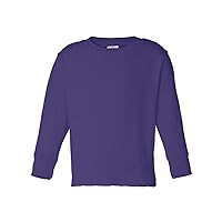 RABBIT SKINS Toddler Ribbed Shoulder Taping T-Shirt, Purple, 4T