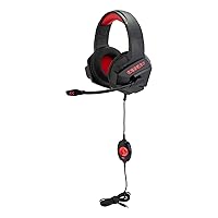 Egghead Skylab Stereo Gaming and Multimedia Headset with Inline Volume Control & Mic Muting Control, Ergonomic Noise Cancelling Gaming Headset with Mic, Black/Red