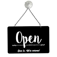 NAHANCO NMSKBOWA Come In We're Awesome Open/Closed Metal Hanging Sign Kit, 12”W x 8”H, Black/White