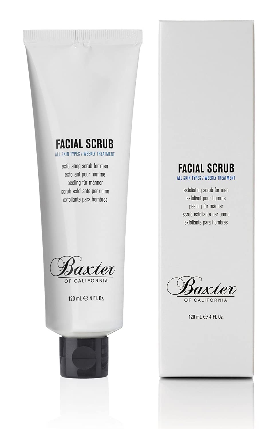 Baxter of California Exfoliating Facial Scrub for Men | Non-Drying with Walnut and Avocado Oil | All Skin Types | 4 Fl Oz (Pack of 1)