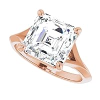 Moissanite Solitaire Ring, 18K White Gold, 4ct Asscher Cut, Colorless VVS1, Promise Ring