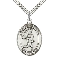 Jewels Obsession St. Christopher Track & Field Men Pendant | Sterling Silver St. Christopher Track & Field Men Pendant - 24