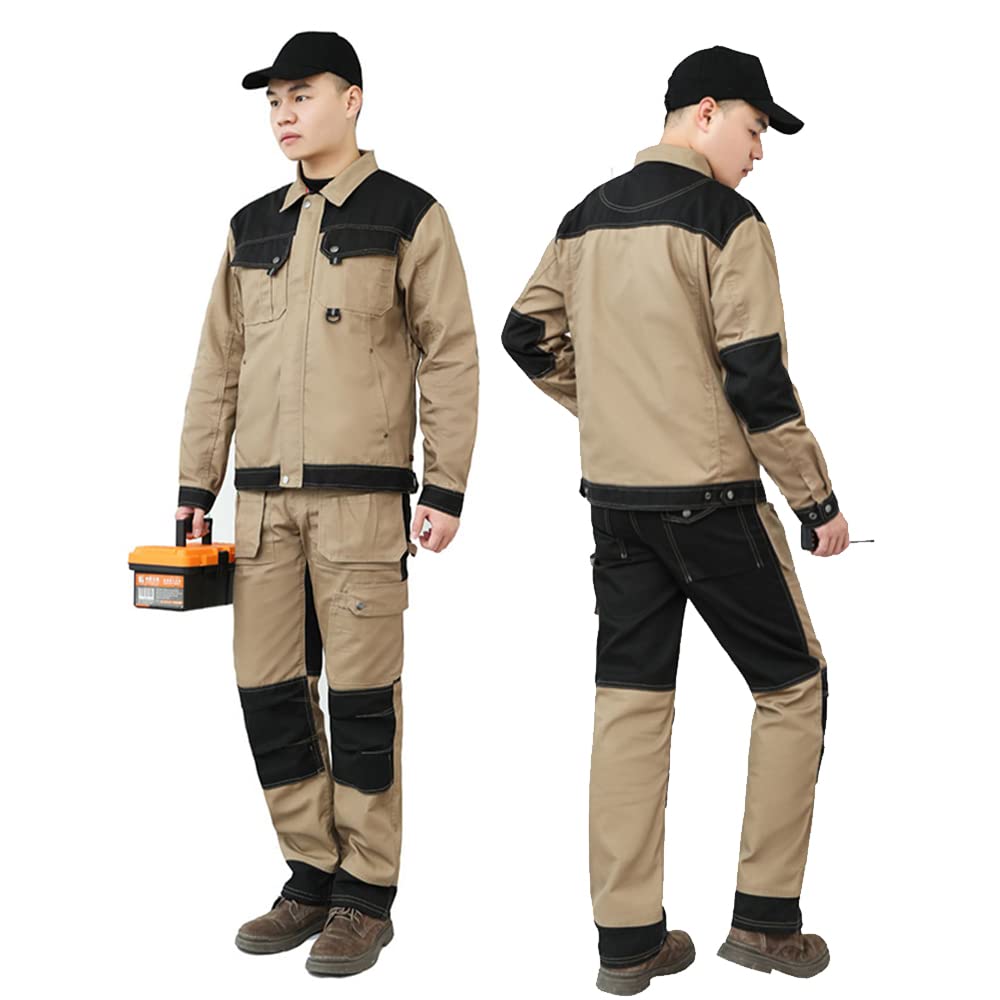 KANG POWER Working Jacket Men Workwear Cargo Pants Work Pants Men Multi Pockets Bib Overalls Workshop Uniforms