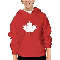 Unisex Youth Hooded Sweatshirt Canada Maple Leaf Flag Cute Kids Hoodies Pullover for Teens