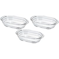 HARIO BUONO Kitchen HGZO-60-BK Gratin Dish, Made in Japan, 20.3 fl oz (600 ml), Set of 3, Clear