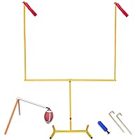 Football Goal Post, Adjustable Height Goal Post Set with Kicking Tee and Football, Sturdy Steel Tube Frame Field Goal Post, Powder Coating Anti-Rust Craft, Easy Assembly