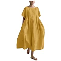 Plus Size Japanese Art Dress for Women 2024 Stripe Soft Oversized Crewneck Ruffle Hem Solid Summer Dresses
