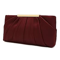CHARMING TAILOR Clutch Evening Bag Elegant Pleated Satin Formal Handbag Simple Classy Purse for Women
