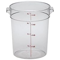 Cambro RFSCW4135 Camwear Round Food Storage Container, Polycarbonate, 4-Quart, Clear, NSF