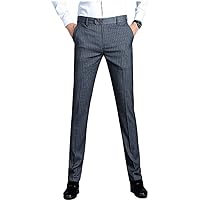 Men's Regular Fit Striped Dress Pants Wrinkle-Free Stretch Flat Front Casual Pants Comfort Suit Pant