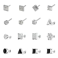 Wholesale Lot of Men's Stud Earring 925 Sterling Silver White Cubic Zirconia Birthday Gift For Brother, Father Day, Anniversery Unique Single Ear Stud Gift Jewelry For Bulk Sale jewelry Drop Shipping