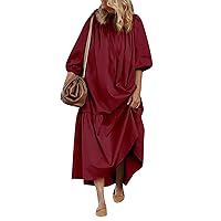 Puffy Sleeves Dress for Women, Women's New Puff Sleeve Loose Casual Sexy Off The Shoulder Long Dresses, S XL
