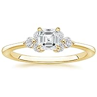 10K Solid Yellow Gold Handmade Engagement Ring 1.0 CT Asscher Cut Moissanite Diamond Solitaire Wedding/Bridal Ring Set for Womens/Her Proposes Gift