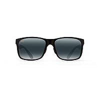 Maui Jim Men's and Women's Red Sands Polarized Rectangular Sunglasses, Matte Black/Neutral Grey, Large