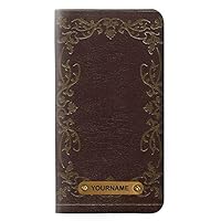 RW3553 Vintage Book Cover PU Leather Flip Case Cover for iPhone 11 Pro with Personalized Your Name on Leather Tag