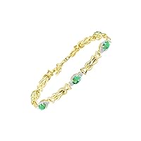 Bracelets for Women Yellow Gold Plated Silver Love Knot Tennis Bracelet Gemstone & Genuine Diamonds Adjustable to Fit 7