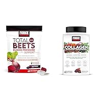 Total Beets Blood Pressure Support 60 Chews and Collagen Boosting Superfoods 60 Soft Chews for Heart Health, Skin, Hair, and Nails