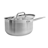 TrueCraftware-6 Quart SaucePan with Lid Stainless Steel- Multipurpose Sauce Pan Set Use for Home Kitchen or Restaurant Cooking Sauce Pan Oven Safe Pot and Pan Cookware Induction Ready & NSF