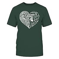 FanPrint Michigan State Spartans - Love My Team - Heart - Floral Pattern Gift T-Shirt