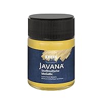 Kreul Javana Fabric Paint for Light and Dark Textiles Creamy Brilliant Colour Effect and Pastosse Character 50 ml Glass Metallic Gold, 50ml