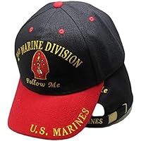 Flakita's Novelties United States Marines U.S.M.C 2nd Marine Division Follow Me Adjustable Embroidered Hat Cap - Officially Licensed Black