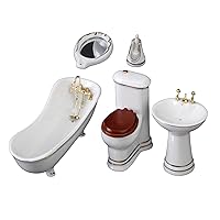 Milageto 1/12 Scale Dollhouse Bathroom Set, Dollhouse Decoration Accessories for Bathroom, White