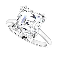 10K/14K/18K Gold 6 Carat Asscher Cut Gemstone Vintage Engagement Ring for Women Birthstone Art Deco Wedding Promise Anniversary Rings for Her Wife Bridal Size 3-12